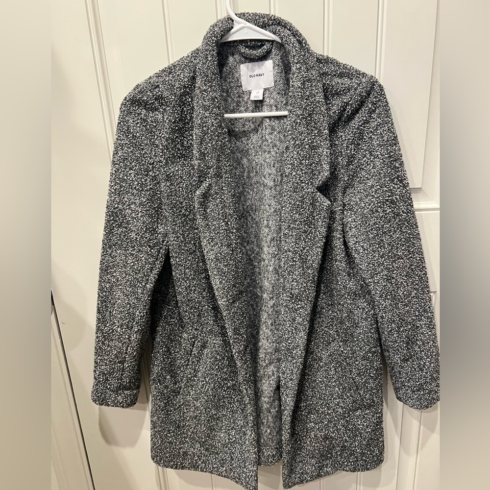 Old Navy XS Gray Heathered Jacket Blazer Cozy Open-Front Design - Picture 2 of 10